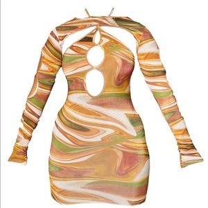 Multi Swirl Slinky Cut Out Dress